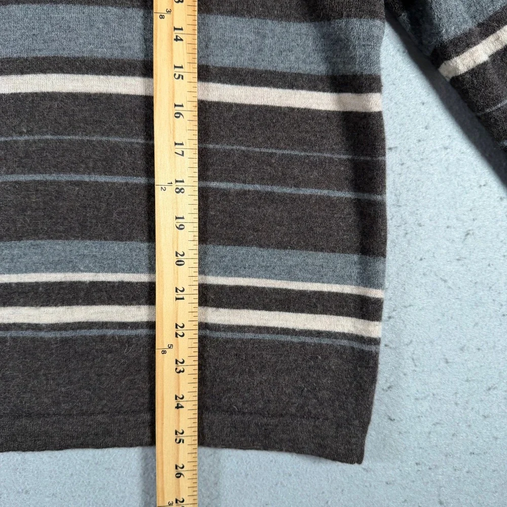 Banana Republic Merino Wool V Neck Striped Sweater Mens Large‎ Brown Blue